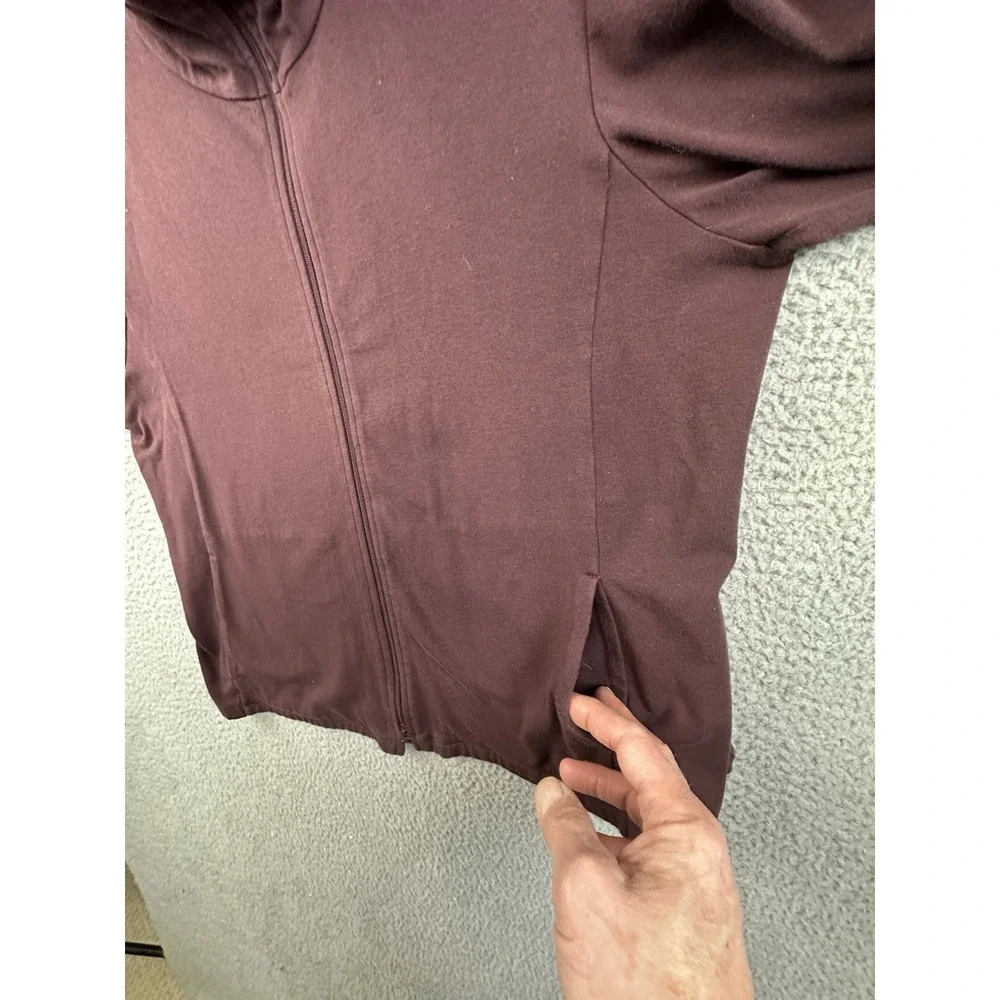 Eileen Fisher Jacket Sweater Large Maroon Supima Cotton Full Zip Made In The USA